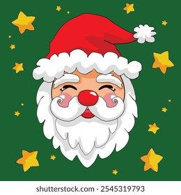 Saudação de Natal design elegante cartão vetor. Feliz Natal convites cartões com Papai Noel e estrela amarela. Ilustração vetorial.