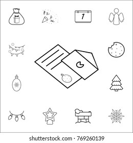 Christmas greeting envelop card line icon. Set of Christmas and New Year icons. Signs, outline symbols collection, simple thin line icons for websites, web design, mobile app on white background