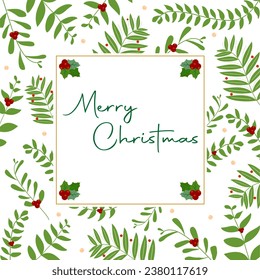 Christmas greeting frame on white background