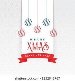 christmas greeting with hanging balls decoration