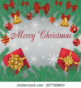 Christmas greeting happy new year, festive decoration. Set of holiday elements, web template for postcard, illustration for social networks - Vector illustration