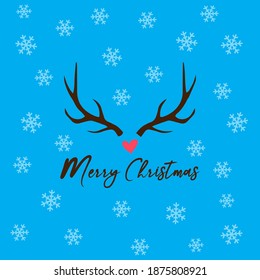 Christmas Greeting with horns Typography vector Design With snow Can be used in social media post can print on t-shirt poster banners greeting cards Holiday season design