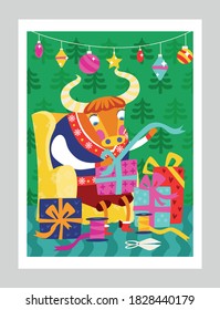 Christmas greeting or invitation card. 2021.