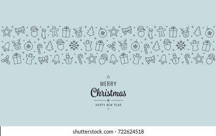 christmas greeting lettering icons element banner blue background