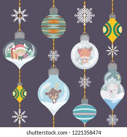 Christmas greeting with lovely ornamental baubles