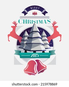Christmas greeting message with illustrations on grey background