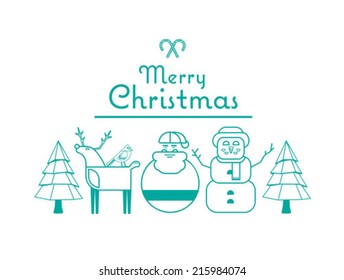 Christmas greeting message with illustrations on white background