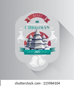 Christmas greeting message with illustrations on grey background