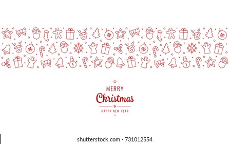 christmas greeting ornament icons element banner red isolated background