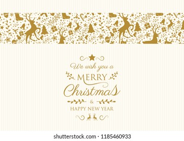 Christmas greeting with ornaments. Vector.