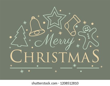 Christmas greeting with ornaments. Vector.