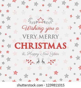 Christmas greeting with ornaments. Vector.