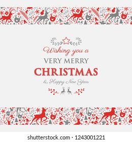 Christmas greeting with ornaments. Vector.