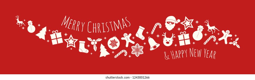 Christmas greeting with ornaments. Vector.