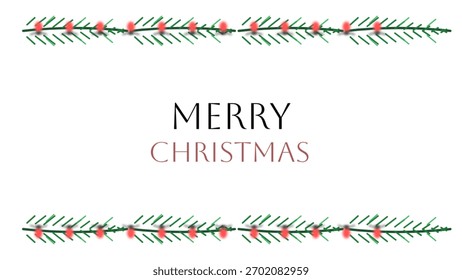 Navidades Saludo con ramas de pino y tipografía atrevida