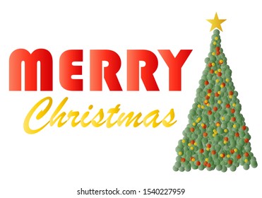 Christmas greeting with pine made of balls.
