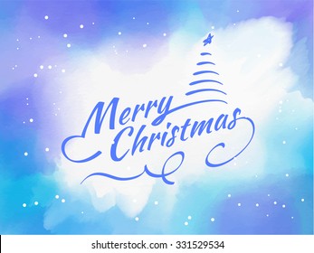 christmas greeting postcard with precious hand drawn script on watercolor painting color cheerful colour water holiday nails star nightfall hand snow freeze scene new celebrating performance trendy dr