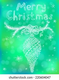 Christmas greeting poster with ornament toy