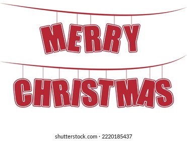 Christmas greeting with red letters on a white background.