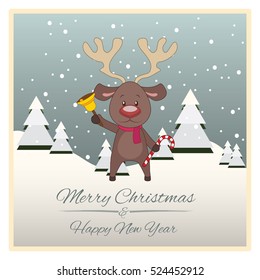 Christmas greeting with reindeer in middle