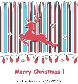 Christmas greeting scrapbook card with reindeer and festive garland