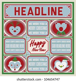 Christmas greeting / season greeting / Card / Design / Template / vector