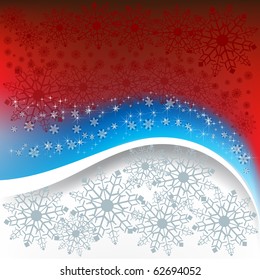 Christmas greeting with snowflakes and stars