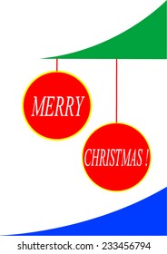Christmas greeting with stylized tree branch and snow and balls with text