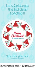 Christmas greeting template or  Smartphone message template in a sky background to share with your loved ones