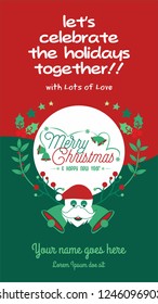 Christmas greeting template or  Smartphone message template in a red and green background to share with your loved ones