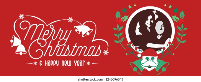 Christmas greeting template, Social media red background banner design for to share with your loved ones