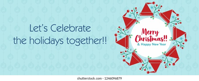 Christmas greeting template, Social media sky background banner design to share with your loved ones