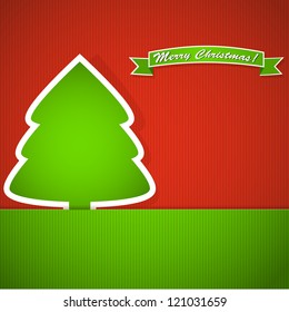 Christmas greeting with Christmas tree. Vector  illustration.