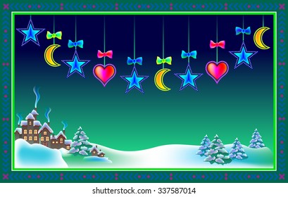 Christmas greeting, vector cartoon image.