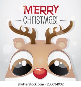 christmas greeting vector illustration with rudolf reindeer 