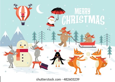 christmas greeting/ winter wonderland vector/illustration