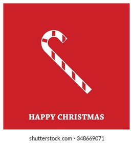 Christmas Greetings in Candy Cane Background. Flat greeting Card Vector Illustration