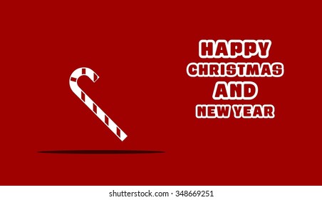 Christmas Greetings in Candy Cane Background. Flat greeting Card Vector Illustration