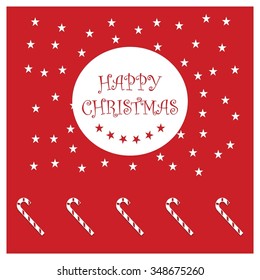 Christmas Greetings in Candy Cane Background. Flat greeting Card Vector Illustration