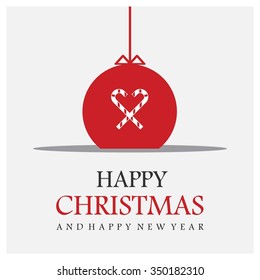 Christmas Greetings in Candy Cane Background. Flat greeting Card Vector Illustration
