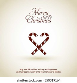 Christmas Greetings in Candy Cane Background. Flat greeting Card Vector Illustration