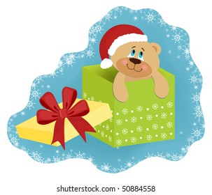 Christmas greetings card with bear (EPS10)