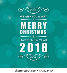 Christmas greetings card with blue background and white typograp