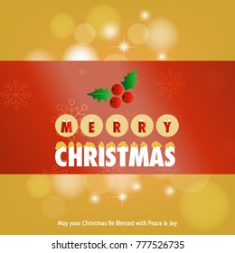 Christmas greetings card with chritmas cherrie,light snowflakes.