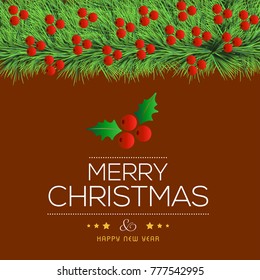 Christmas greetings card with dark background chritmas balls,che