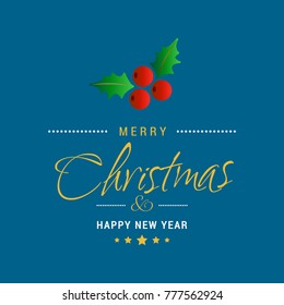 Christmas greetings card with dark blue background with christma