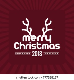 Christmas greetings card with dark red background and stylish ty