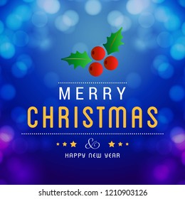 Christmas greetings card design with blue background vector