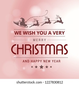 Christmas greetings card design with pink background vector