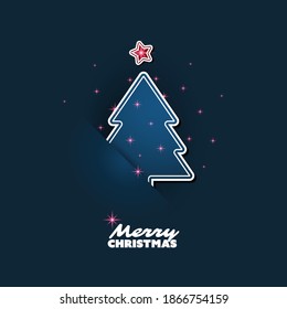 Christmas Greetings Card Design With Christmas Tree Silhouette